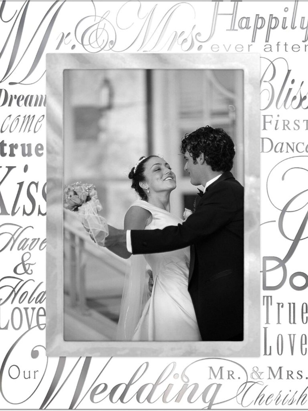 International Designs Mirrored Glass With Silver Metal Inner Border Mr. and Mrs.